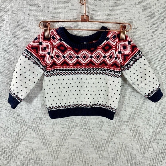 Janie and Jack Fairisle sweater with hearts size 12 - 18M - Picture 2 of 8